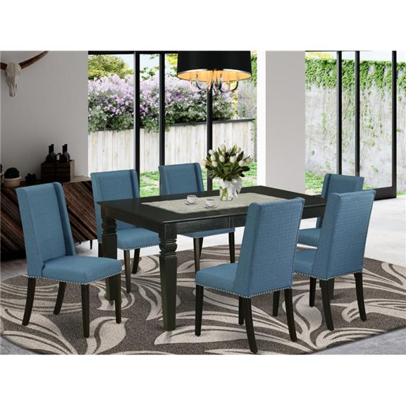 7 Piece Weston Dinette Set - Black & Mineral Blue