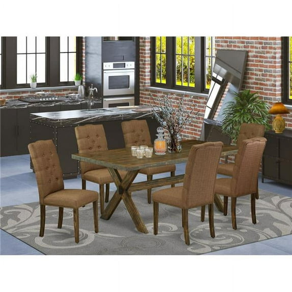 7 Piece X-Style Dinette Set - Brown Smoke