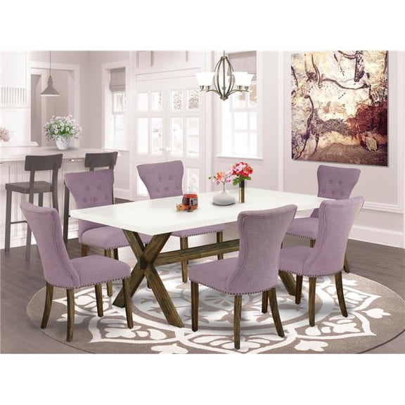 7 Piece X-Style Dinette Set - Distressed Jacobean