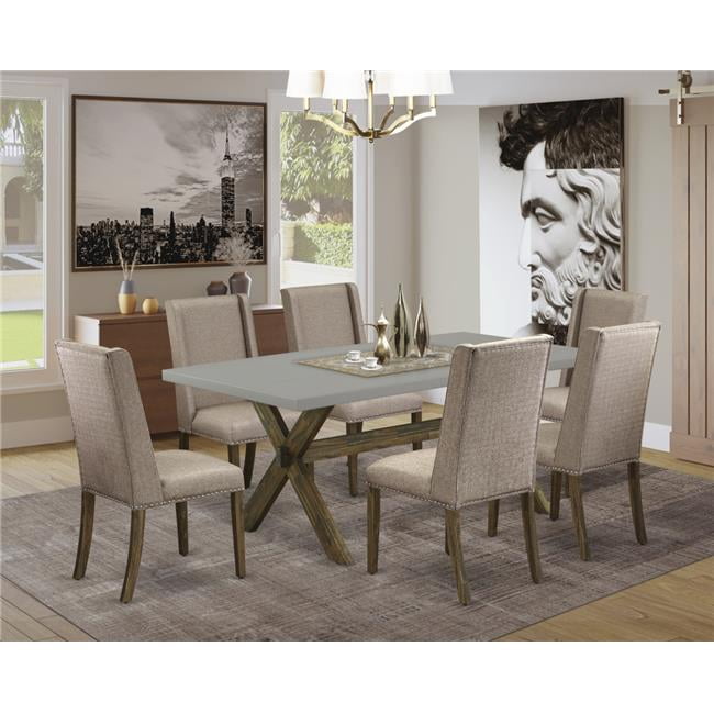 7 Piece X-Style Dining Room Table Set - Dark Khaki - Walmart.com