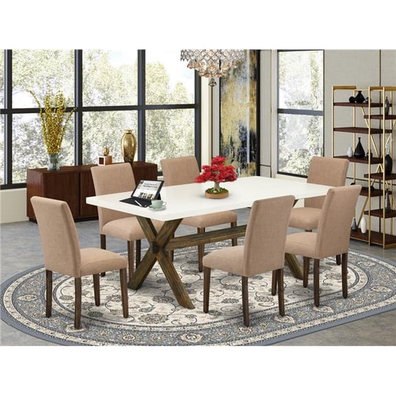 7 Piece X-Style Kitchen & Dining Room Set - Distressed Jacobean