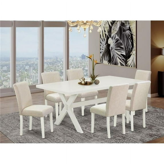 7 Piece X-Style Kitchen Table Set - Light Beige