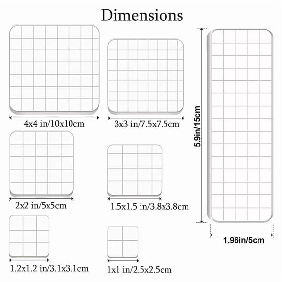 7 Pieces Acrylic Stamp Blocks, Clear Stamp Blocks Acrylic Blocks for Stamping Tools Set with Grid Decorative