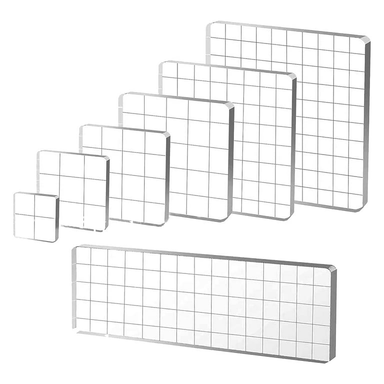 7 Pieces Acrylic Stamp Blocks, Clear Stamp Blocks Acrylic Blocks