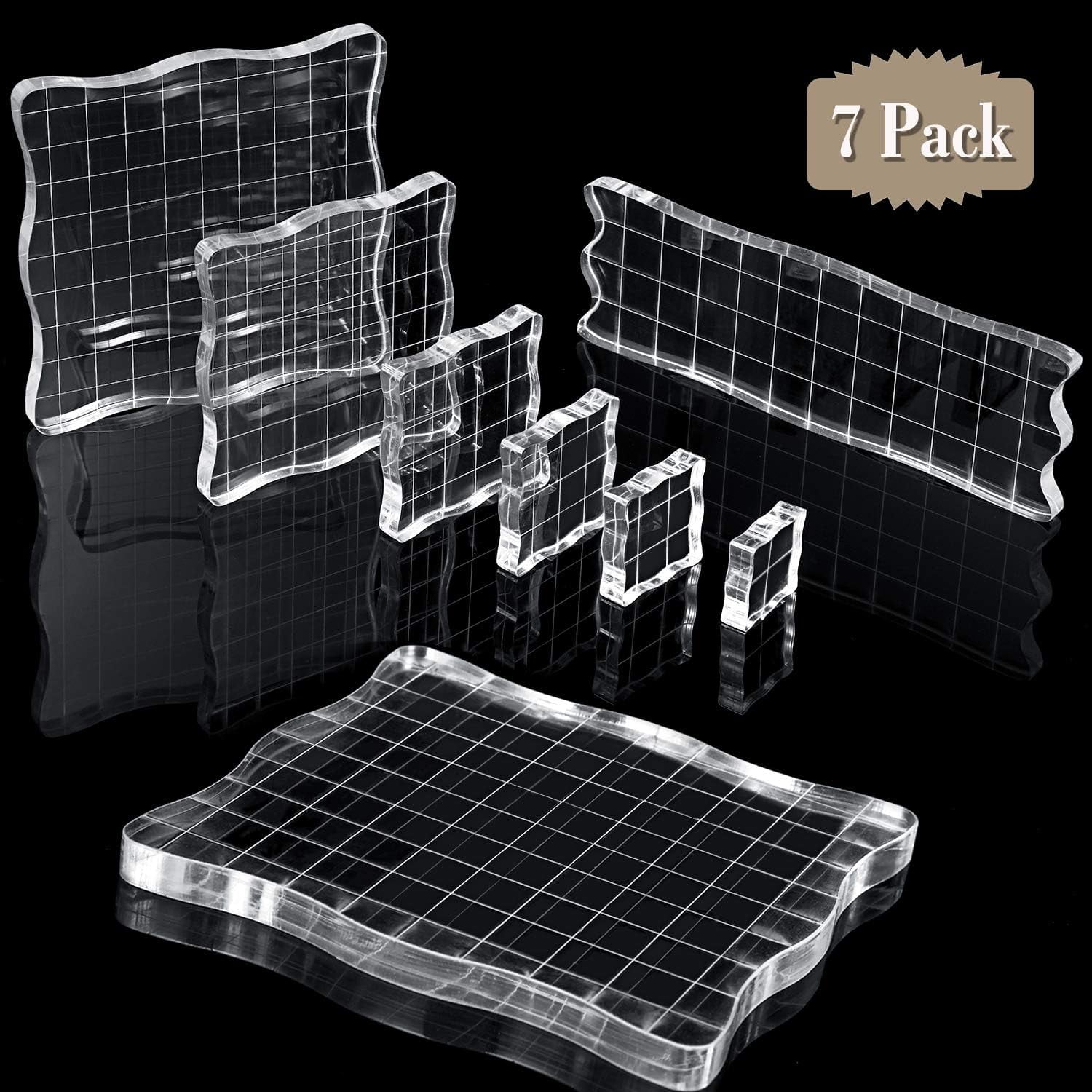 7 Pieces Acrylic Stamp Blocks Set Clear Stamping Blocks Tools for Kids ...