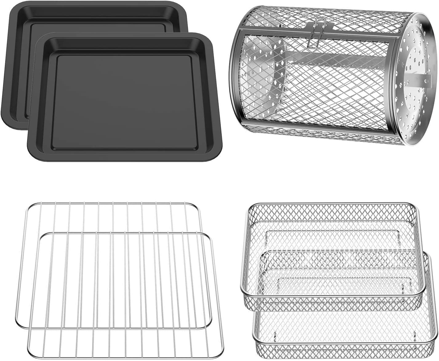 7-Pieces Air Fryer Oven Accessories Kit for Multi Brands, Rotisseries ...