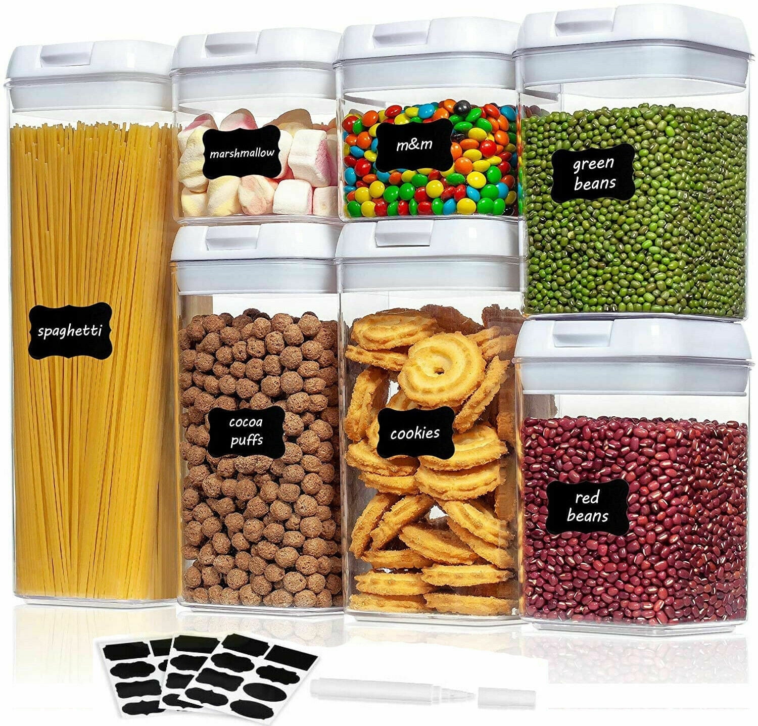 Novashion 7 Pieces Airtight Food Storage Containers, Clear Plastic ...