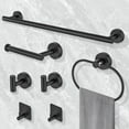 thumbnail image 1 of 7 Pieces Bathroom Hardware Set, Bathroom Accessories Set Includes 24" Towel Bar, Toilet Paper Holder, Towel Ring, Robe Hook, Matte Black & 304 Stainless Steel, Wall Mounted Bathroom Towel Rack Set, 1 of 7