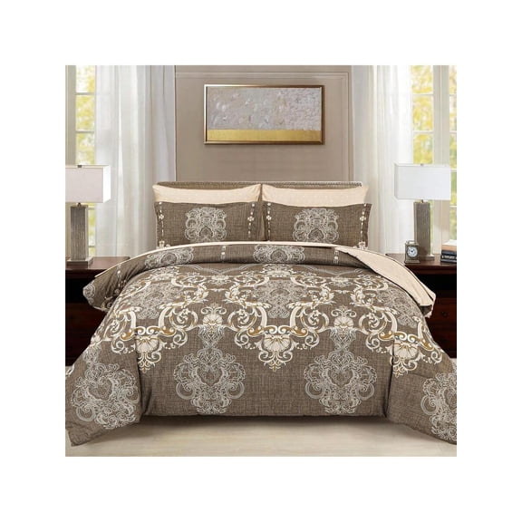 7 Pieces Boho Bed In A Bag For Queen King Bed, Black Damask Comforter Set With Sheets, Pillowcases & Shams, Soft Microfiber Lightweight Bedding Sets For All Season