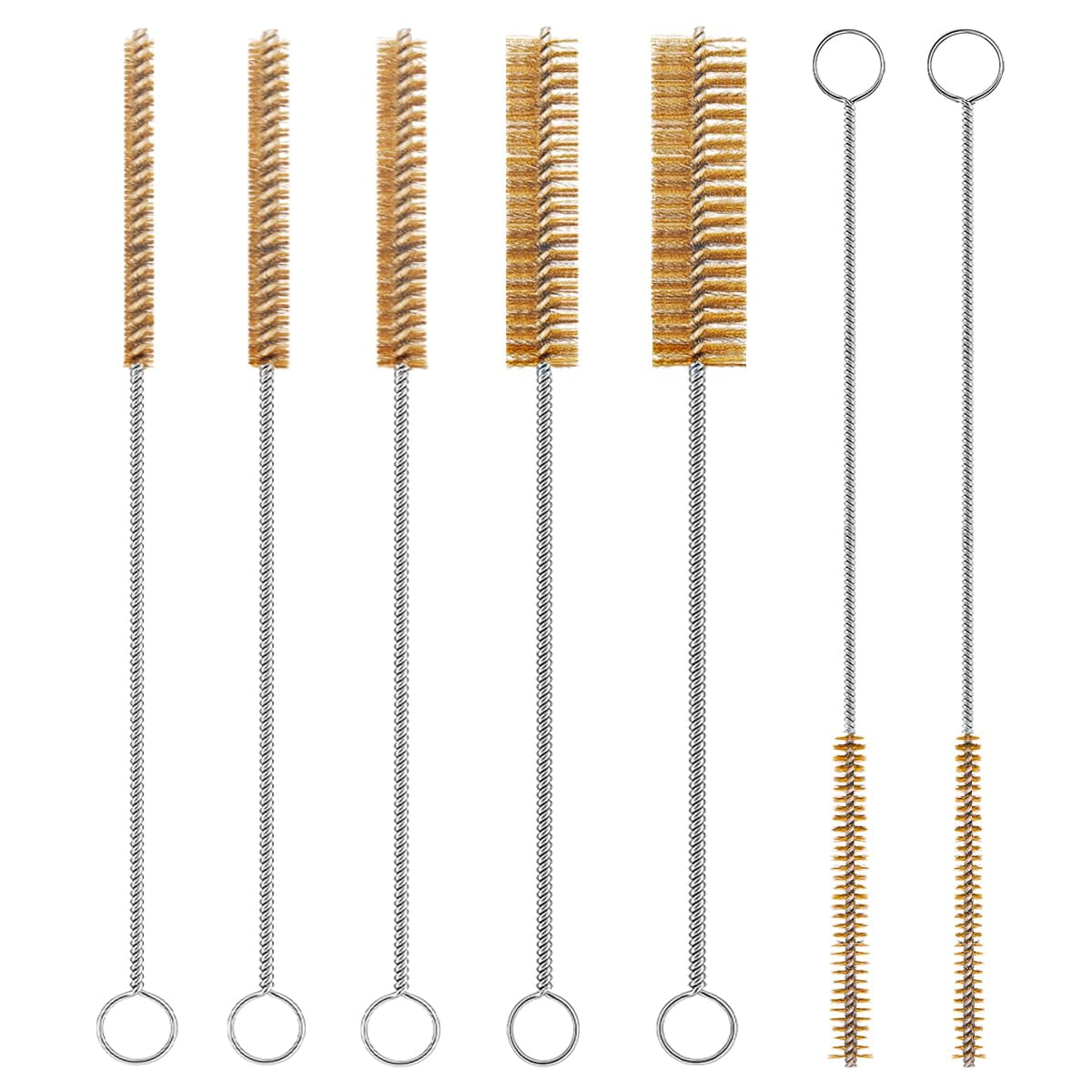 7-Pieces Brass Wire Bottle Brush Brass Pipe Cleaner, 12 Inch Long Wire Brushes for Cleaning Metal, Tubes, Bottle, Auto Parts (6mm/8mm/10mm/12mm/15mm/18mm/20mm)