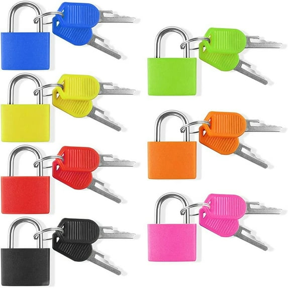7 Pieces Colorful Suitcase Lock Padlock Luggage Lock Security Lock With Key Mini Small Luggage Lock For Bag, Closet, Travel Suitcase, Tool Box, 7 Colors