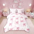 thumbnail image 1 of 7 Pieces Cute Bowknot Comforter King,Ballet Shoes Dance Star Cloud Princess Bedding Set,Bow Tie Butterfly Knot ish Pink（Comforter+Fitted+Flat Sheet+2 Pillowcases+2 Throw Pillow Covers）, 1 of 5