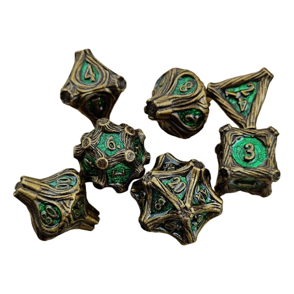 7 Pieces D&D Dice Set Leaf Metal Hollow Polyhedral Dice for Role Playing Games and Other Tabletop Games,Dungeons & Dragons Board Games
