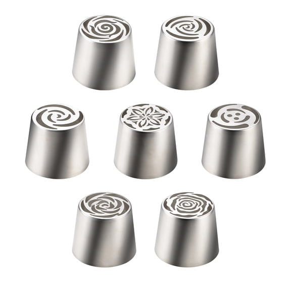 7 Pieces Extra Large Russian Piping Tips, Stainless Steel Icing Frosting Flower Piping Tips, Floral Cake Decorating Nozzle for Cookie Pastry Frosting Cream Baking Cupcake