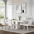 thumbnail image 1 of 7 Pieces Faux Marble Dining Table Set for 6, 63"-79" Extendable Dining Room Table and 6 Beige Tufted Chairs Set for 6, Modern Large Expandable Kitchen Table with White Double Columns Base, 1 of 8
