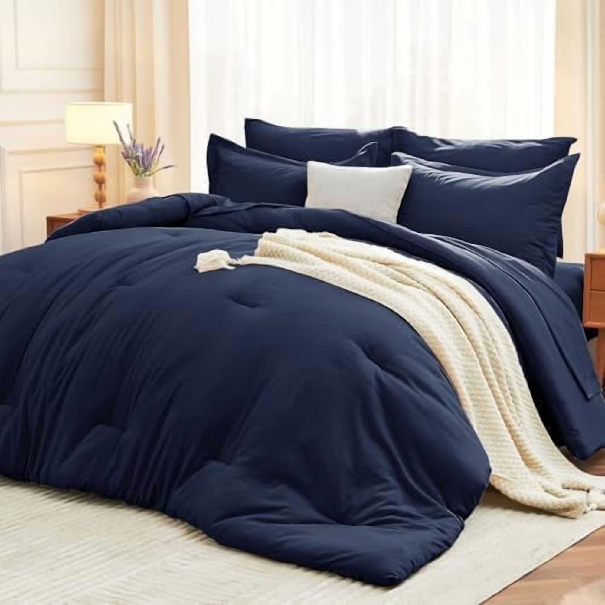 7 Pieces Full Comforter Set, Soft Bed in a Bag Full Size, All Season ...