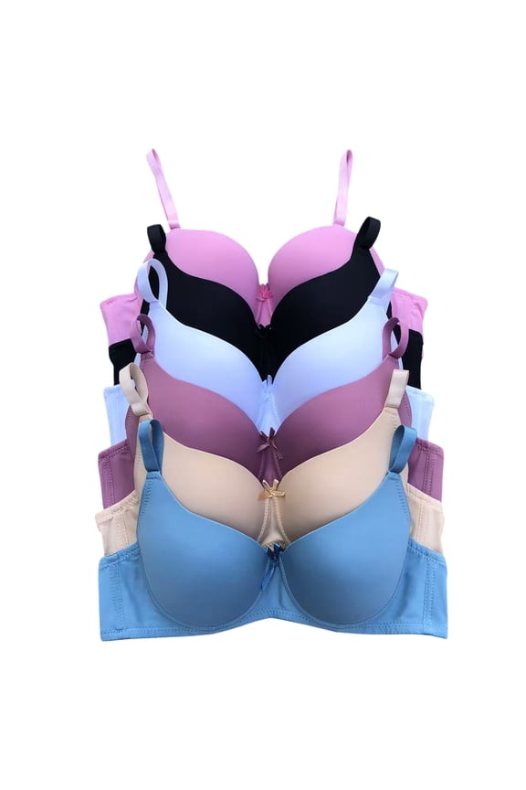 6 Pieces Full Coverage Underwire Push Up Bras B C Cup Bra 34B