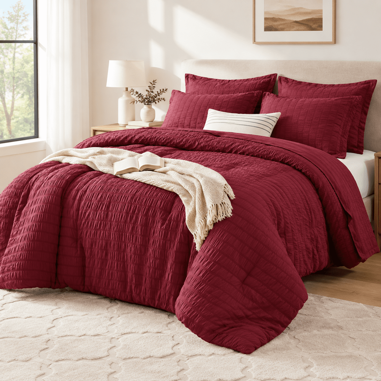 How Draw Flash 7 Pieces Fullforter Set Seersucker Bed In A Bag Size All Season Luxury ...