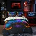thumbnail image 1 of 7 Pieces Gaming Bedding Set King Size,Space Glow Geometry Room Decor (Gamepad Reversible), 1 of 1