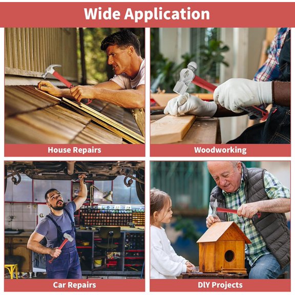 7-Pieces Hammer Set, 16 oz Claw Hammer, 12oz Claw Hammer, 13oz Ball Peen Hammer, 2 Lb Ball Peen Hammer, 3 Lb Sledge Hammer, Engineer Hammer, 10oz Rubber Mallet$$