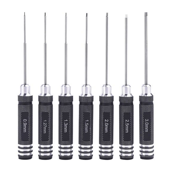 7 Pcs/Set Practical Hex Screwdriver Tools Aluminum Alloy Driver 0.9/1.27/1.3/1.5/2.0/2.5/3.0mm Model Repair Tools