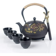 7 Pieces Japanese Cast Iron Teapot Cup Set Tea Kettle with Infuser and Trivet(40 oz) IRTP1200SHYN
