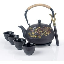 7 Pieces Japanese Cast Iron Teapot Cup Set Tea Kettle with Infuser and Trivet(40 oz) IRTP1200SHYN