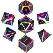 7 Pieces Metal Dices Set DND Game Polyhedral Solid Metal D&D Dice Set with Storage Bag and Zinc Alloy with Enamel for Role Playing Game Dungeons and Dragons, Math Teaching Rainbow-Dark Purple