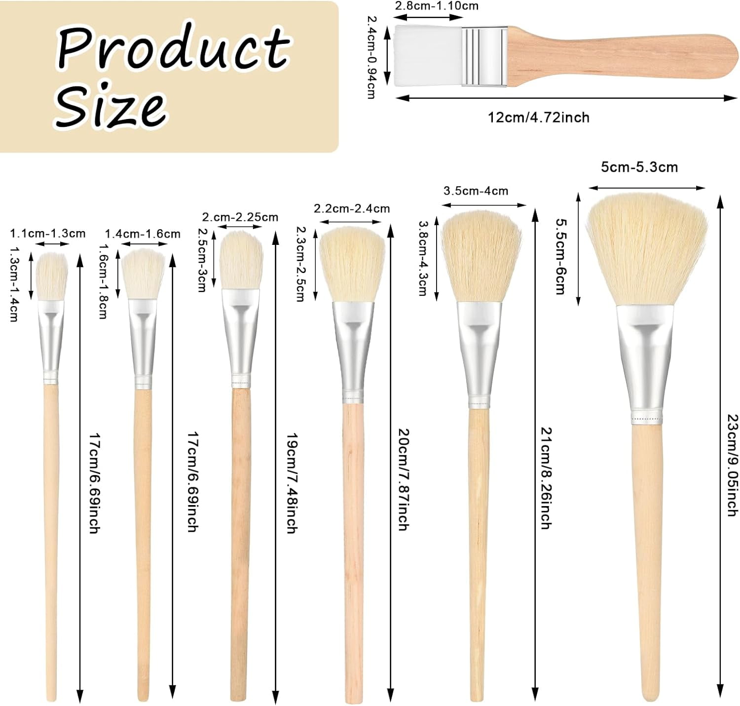 7 Pieces Mop Brush For Acrylic Painting, Assorted Size Acrylic Paint