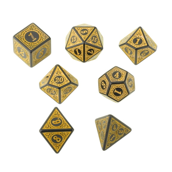 7 Pieces Multi Sided Polyhedral -Game for home Party Playing toys - Yellow