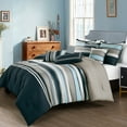 thumbnail image 1 of 7-Pieces Naeemah Coastal Grey and Navy Comforter Set Nautica Bedding Queen Size, 1 of 7