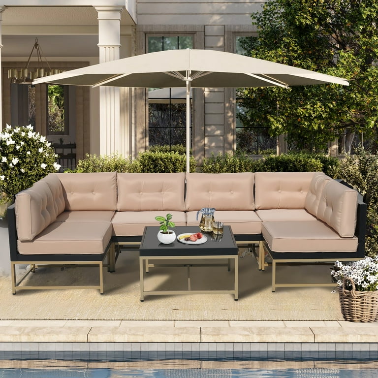 Pieces Outdoor Funiture Set, Heavy-Duty Metal Frame Patio