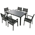 thumbnail image 1 of 7 Pieces Outdoor Furniture Set, Legahome Modern Outdoor Patio Dining Sets, Patio Dining Furniture Set with 6 Textile Chairs and Dining Table, Patio Conversation Set for Backyard Poolside, Gray, 1 of 10