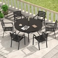thumbnail image 1 of 7 Pieces Outdoor Patio Dining Set, 6 Stackable Metal Dining Chairs and 52.95" Round Metal Dining Table, Outdoor, 1 of 9
