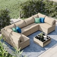 thumbnail image 1 of 7 Pieces Outdoor Patio Furniture Set, Wicker Rattan Chairs with Thick Cushions, All-Weather Boho Outdoor Conversation Set Sectional Sofa for Garden Lawn Pool Backyard, 1 of 5
