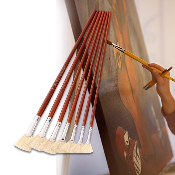 7 Pieces Paint Brush Pen Set Wooden Handle Sector Pointed Tip Face Body Drawing Art Paintbrushes Craft for Beginner Supplies