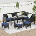 thumbnail image 1 of 7 Pieces Patio Furniture Set, All-Weather Rattan Sectional Sofa Set with Pillows, Outdoor Conversation Sets for Garden, Backyard, Balcony, Blue, 1 of 7