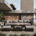 thumbnail image 1 of 7-Piece Patio Furniture Set, PE Rattan Outdoor Couch with Cushions and Glass Coffee Table, Wicker Sofa Set for Backyard, Porch, Garden, Balcony - Gray, 1 of 9