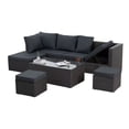 thumbnail image 1 of 7 Pieces Patio Furniture Set, Wicker Sectional Sofa Set With Coffee Table,Recliner Sofa, And 2 Ottomans, Patio Conversation Set For Poolside Backyard Lawn, Dark Grey, 1 of 9