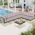 thumbnail image 1 of Segmart 7-Piece Outdoor Rattan Sectional Sofa Set with Tea Table and Cushions, All-Weather PE Wicker Conversation Set for Patio, Garden, Backyard, Poolside,Gray, 1 of 8