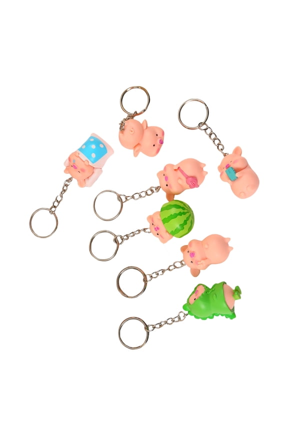 7 Pieces Pigs Pendant Keychains Pendant Hilarious Stress Relief Toy Colorful Key Chain Handmade Phone Charm