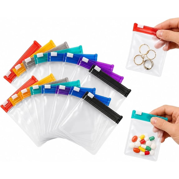 7 Pieces Pill Pouches Bags Set Reusable Zippered Pill Baggies Clear Plastic Self Sealing Travel Medicine Organizer Storage with Slide Lock for Medicine and Small Items