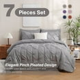 thumbnail image 1 of 7 Pieces Pinch-Pleated Comforter Set, Gray Full Size, 1 of 9