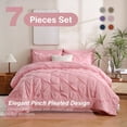 thumbnail image 1 of Sheet&Joy 7 Pieces Pinch-Pleated Comforter Set, Pink King Size, 1 of 8