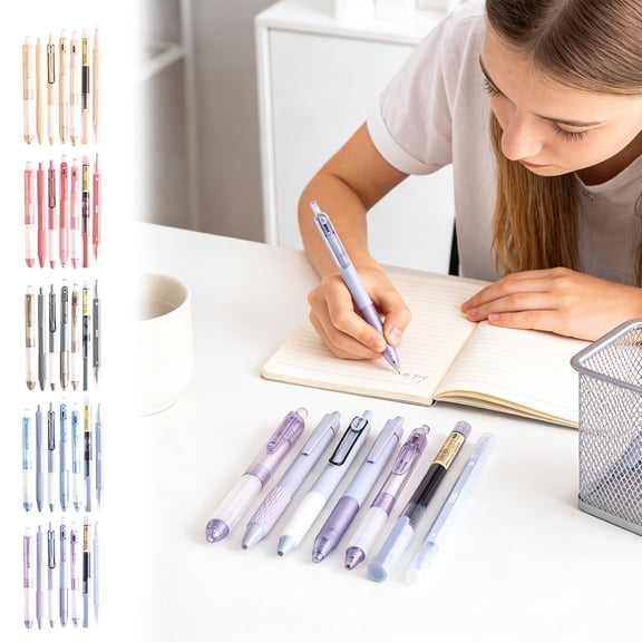 7 Pieces Premium Business Office Ballpoint Tools, 10ml Smooth Writing Refillable Tools, for Gift/Business/Office, Essential Home Decor Supplies for Work, Notes and Daily Stationery Use, Purple