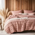 thumbnail image 1 of 7 Pieces Queen Comforter Set, Pink Tufted Boho Shabby Chic Bed in a Bag Comforter and Sheet Set, All Season Soft Microfiber Complete Bedding Set (Pink, Queen), 1 of 8