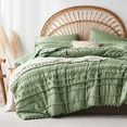 thumbnail image 1 of 7 Pieces Queen Comforter Set, Sage Green Tufted Boho Shabby Chic Bed in a Bag Comforter and Sheet Set, All Season Soft Microfiber Complete Bedding Set (Green, Queen), 1 of 7