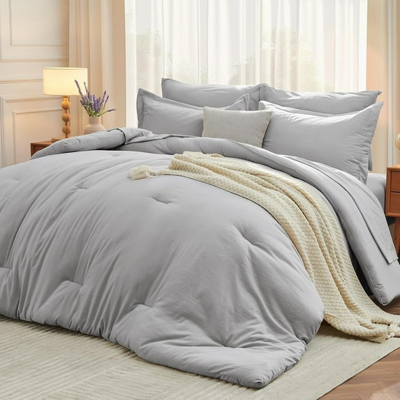 7 Pieces Queen Comforter Set, Soft Bed in a Bag, All Season Bedding ...