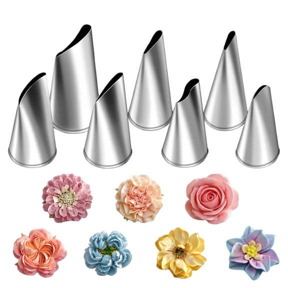 7 Pieces/Set Stainless Steel Cake Decorating Tips Set Cream Icing Piping Fondant Rose Nozzle Pastry Tools