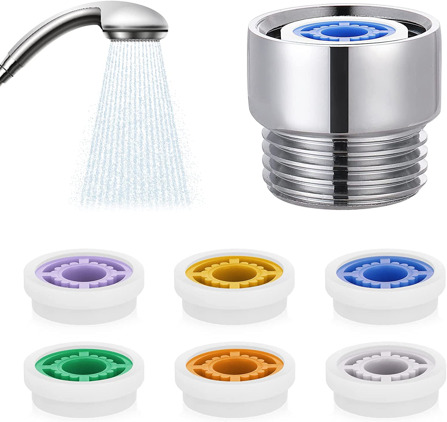 7 Pieces Shower Flow Reducer Limiter Set, Water Saving Flow Reducer